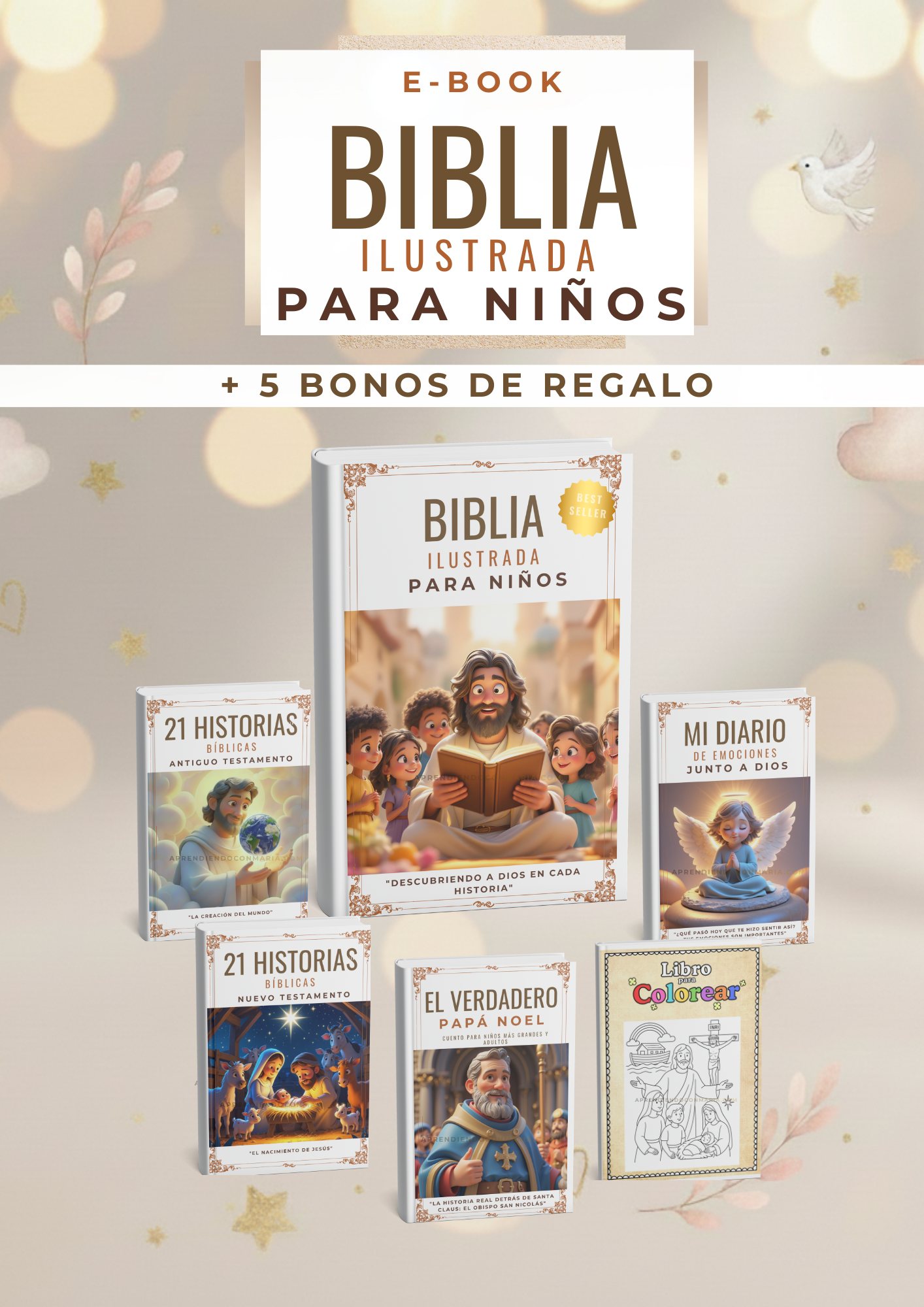 Biblia Ilustrada para niños: "Descubriendo a Dios en cada Historia" + 5 Bonos de regalo