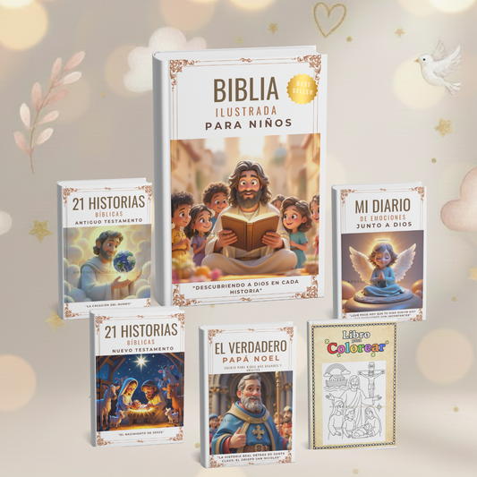 Biblia Ilustrada para niños: "Descubriendo a Dios en cada Historia" + 5 Bonos de regalo